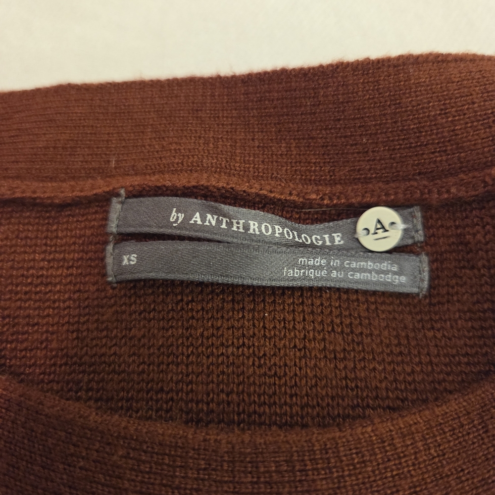 ANTHROPOLOGIE Annette Rusty Brownβ Knit Belted Sleeveless Halter Tank Women's XS - Picture 8 of 12